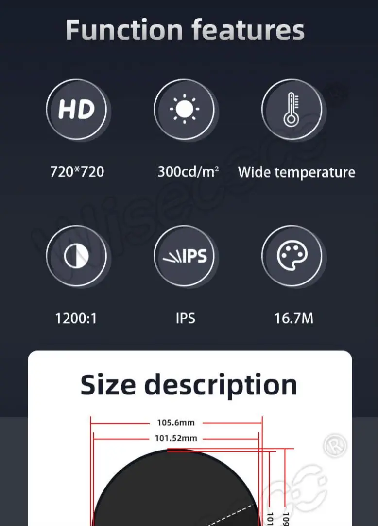 wisecoco polegada display redondo círculo circular ips tft lcd tela mipi placa de motorista