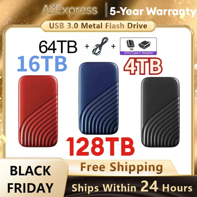 

External Portable SSD Solid State Drive High Speed Hard Drive USB interface Hard Disks 64TB 16TB 8TB Storage Decives for Laptop