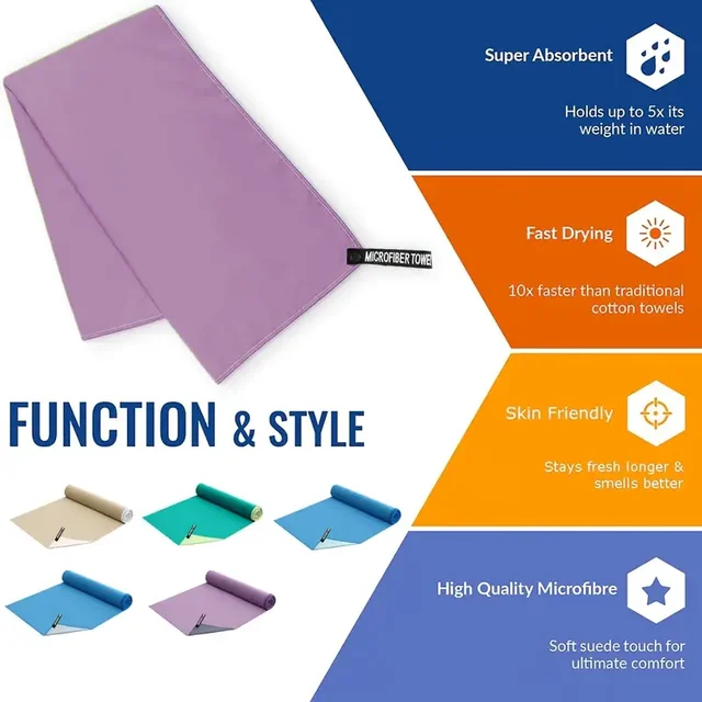 1 double-sided color blocking microfiber towel, fitness and sweat wiping absorbent towel,for camping,yoga,outdoor,travel,family 5