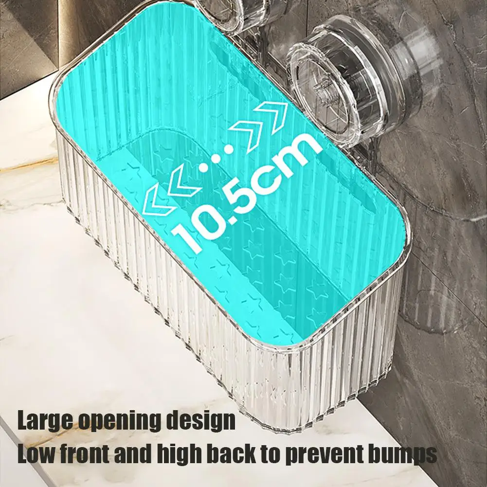 Wall Mounted Plastic Storage Rack with Suction Cup for Kitchen Bathroom