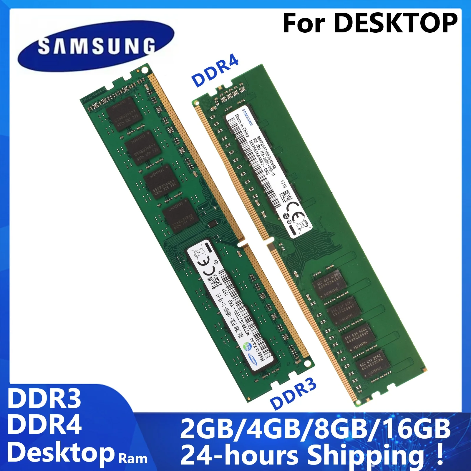 SAMSUNG DDR4 DDR3 Memory Desktop Ram 2GB 4GB 8GB 16GB U-DIMM RAM 1333 1600 1866 3200MHz 2666Mhz 2400MHz 2133MHz Desktops Memorys
