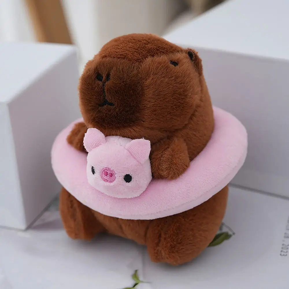 수영 반지 Capybara 플러시 Capybara 키 체인 박제 동물 귀여운 장난감 Capybara 가방 펜던트 푹신한 동물 인형