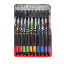 Bamboo Charcoal Toothbrush Set - Ultra - Fine Soft Bristles (10PCS)