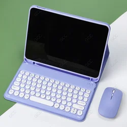 Universal Tablet Keyboard Cover Case with Pencil Slot for Air 5 Air 4 10.9 (X4 purple mouse)
