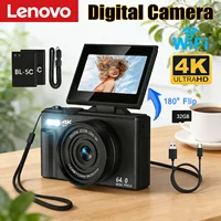 Цифровая камера Lenovo 75 МП для фотографии, винтажный видеорегистратор Vlog с 4K и 18-кратным зумом для YouTube 180 °   Откидной экран Selfile WiFi