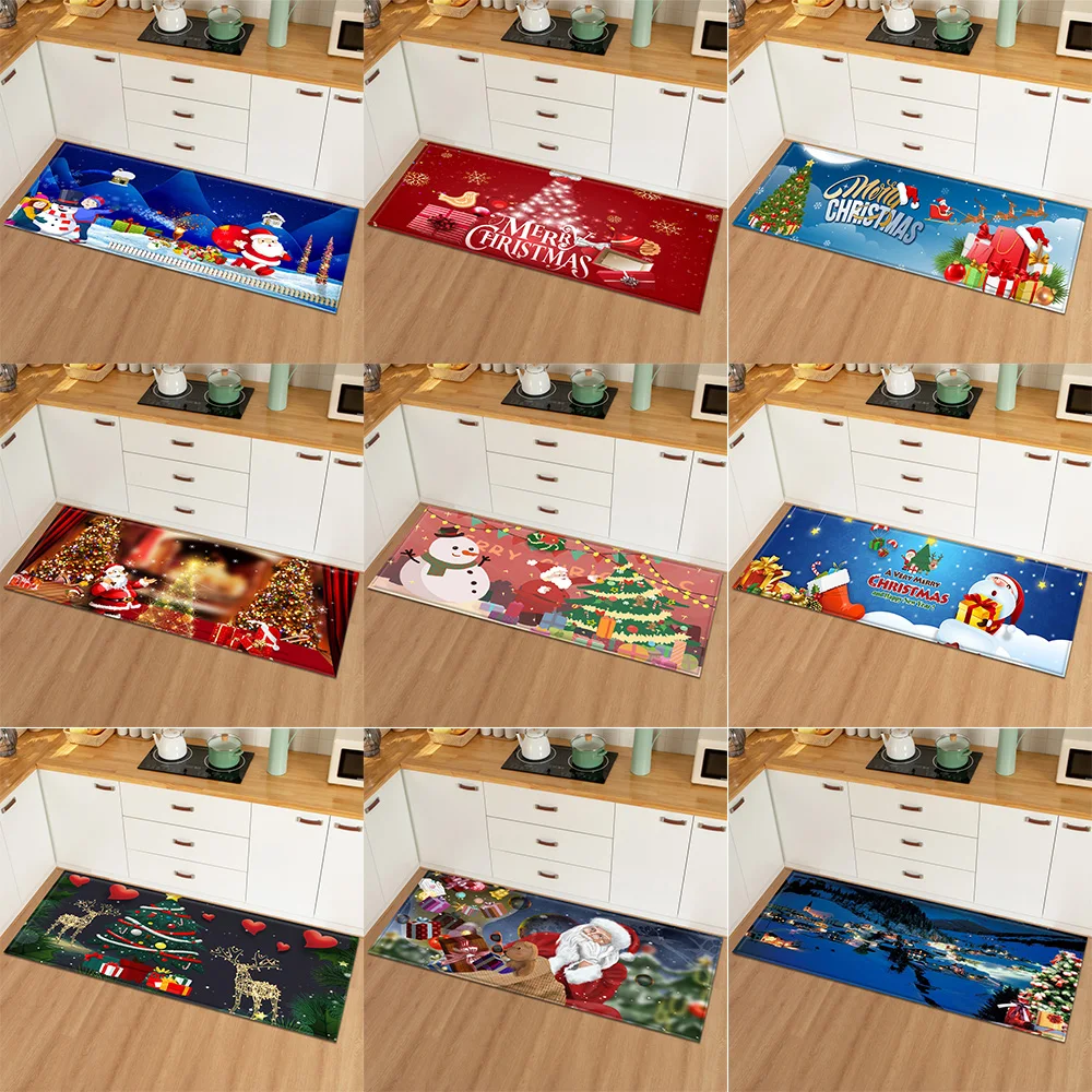 

Рождественские коврики с рисунком для дома, кухни, спальни, входной двери, гостиной, украшения для ванной комнаты, нескользящий ковер
