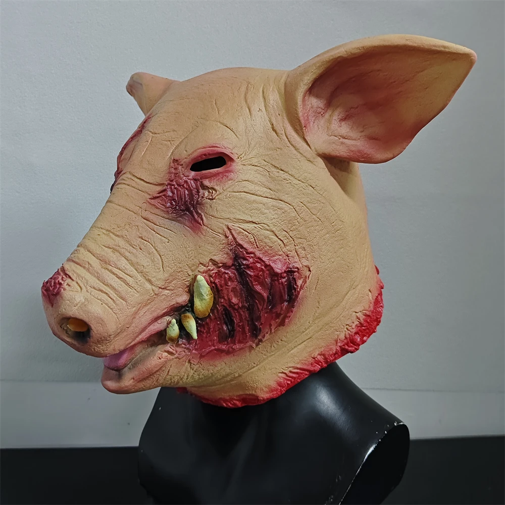 Halloween Scary Saw Pig Head Mask, Cosplay Party, Horrível