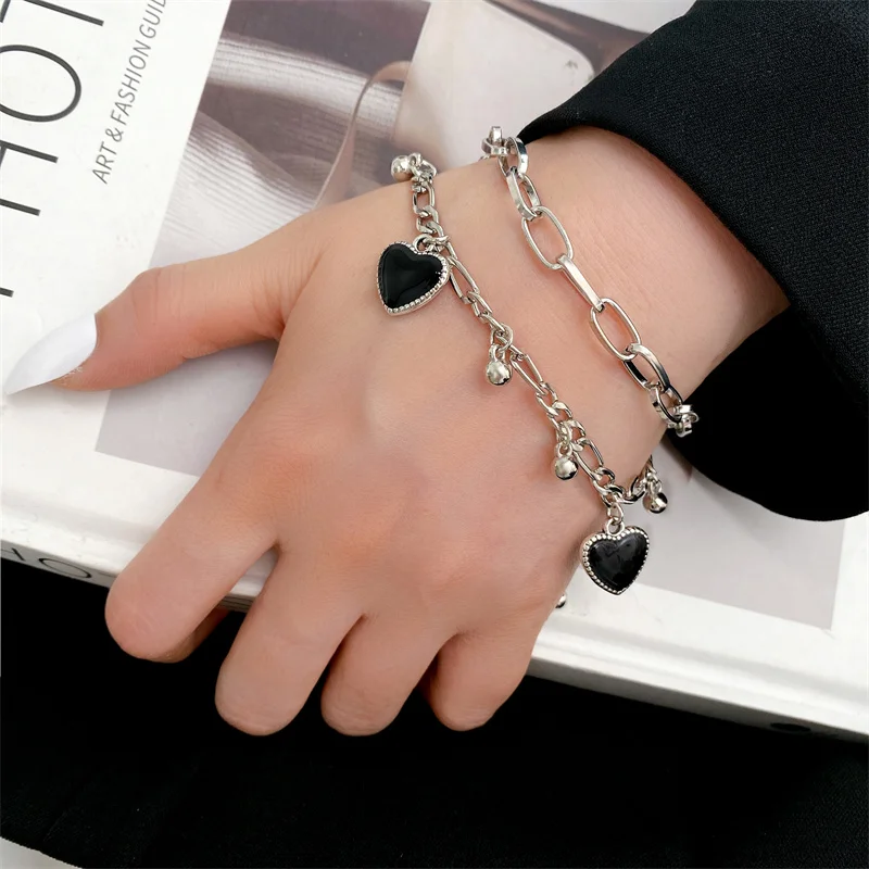 Fashion Six-pointed Star Bracelet Multilayer Heart Bangles For Women Y2K Jewellery Hip Hop Punk Jewelry Party Gift
