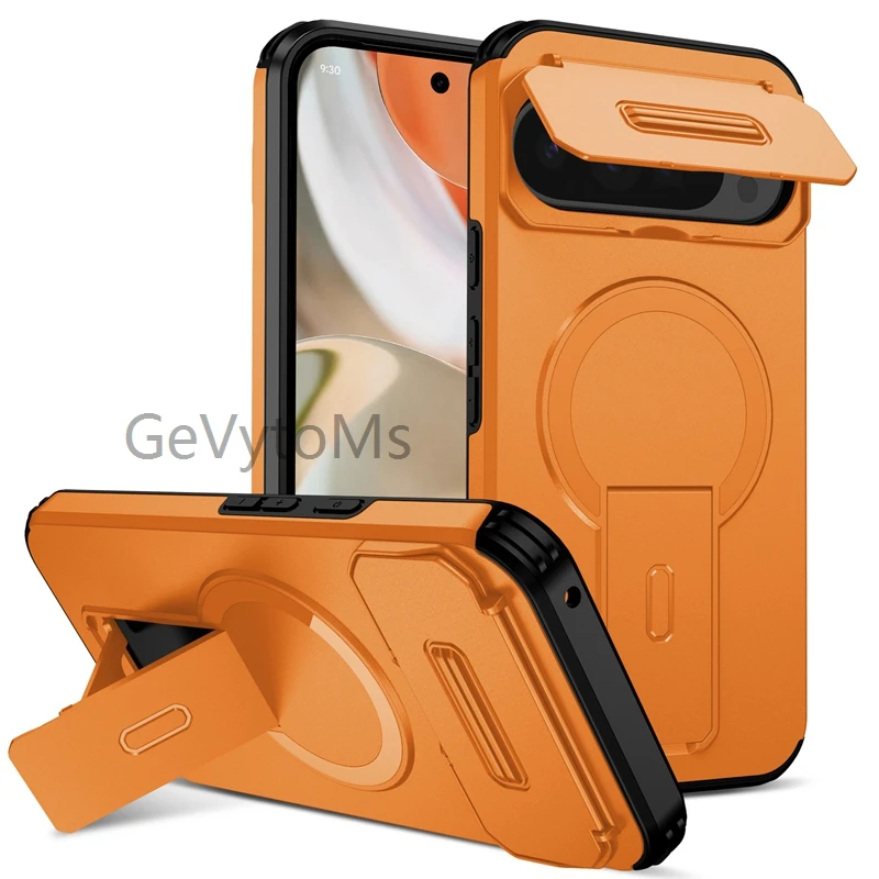 Rugged Military-Grade Kickstand Case with Lens Cover & Magnetic Car Holder