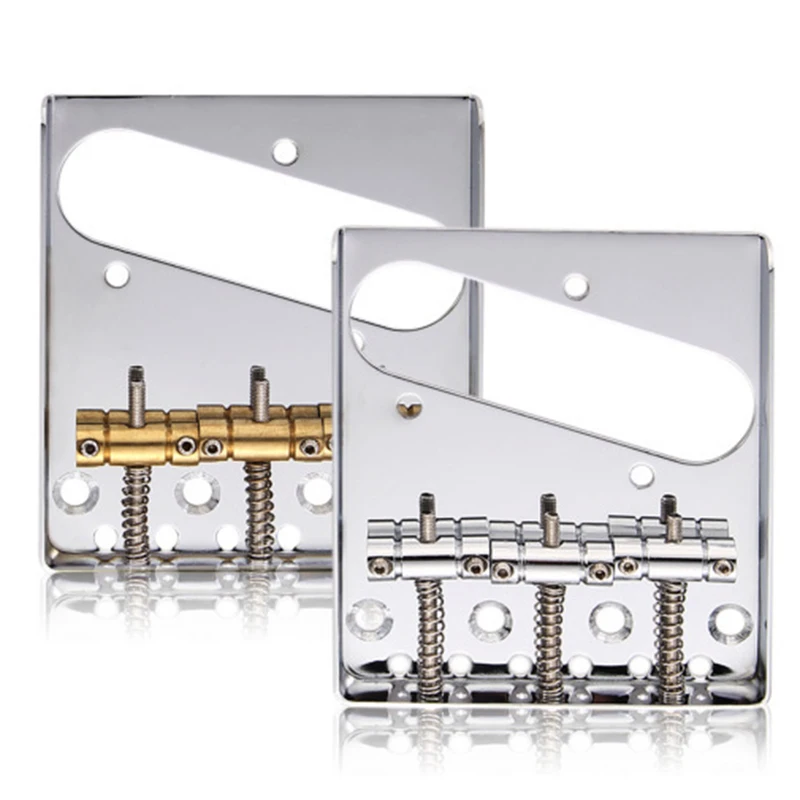 Chrome Vintage Tele Ashtray Style Electric Guitar Bridge 6 Brass Saddles For Telecaster Guitars Accessories Aluminum Alloy Base