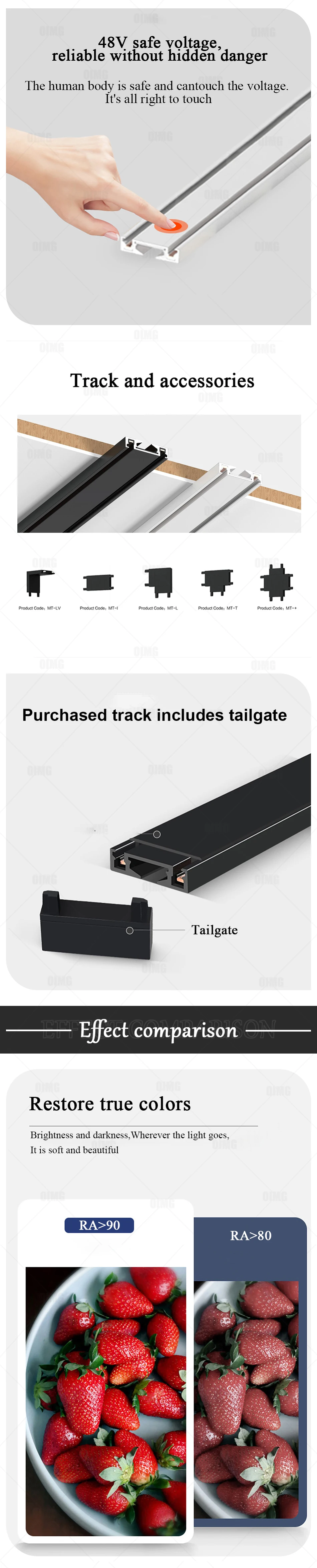 Description Picture 4 of itemSurface Mount 6MM Ultra Thin Magnetic Track Light White Black Modern Linear Spotlight for Living Room Home Magnet Track Lamps
