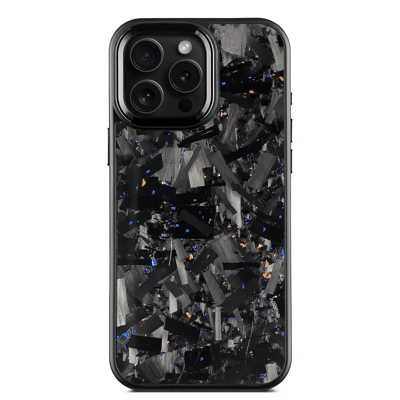 Magnetic Forged Carbon Fiber Phone Case with Metal Lens and Buttons for Car MagSafe Holder Charger