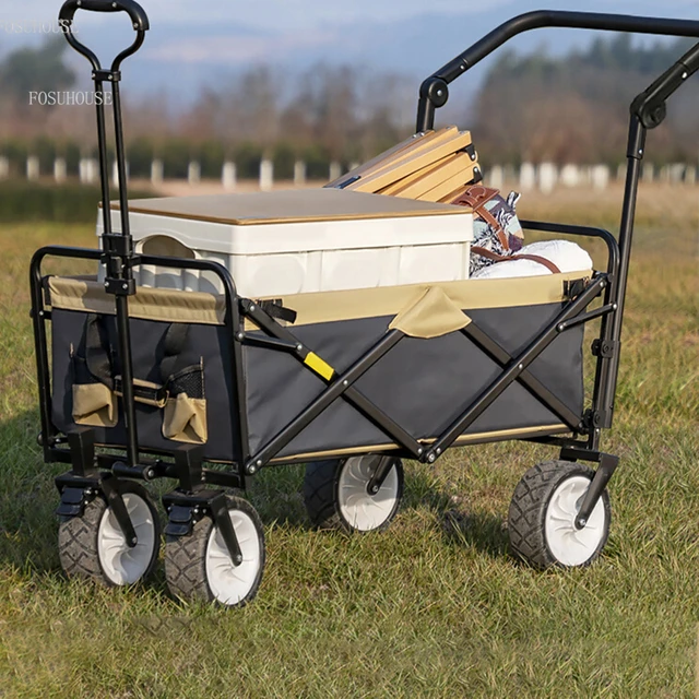 Modern Kerti Kocsik Kültéri Kemping Kocsi Húzó Bevásárlókosár Piknik Összecsukható Hordozható