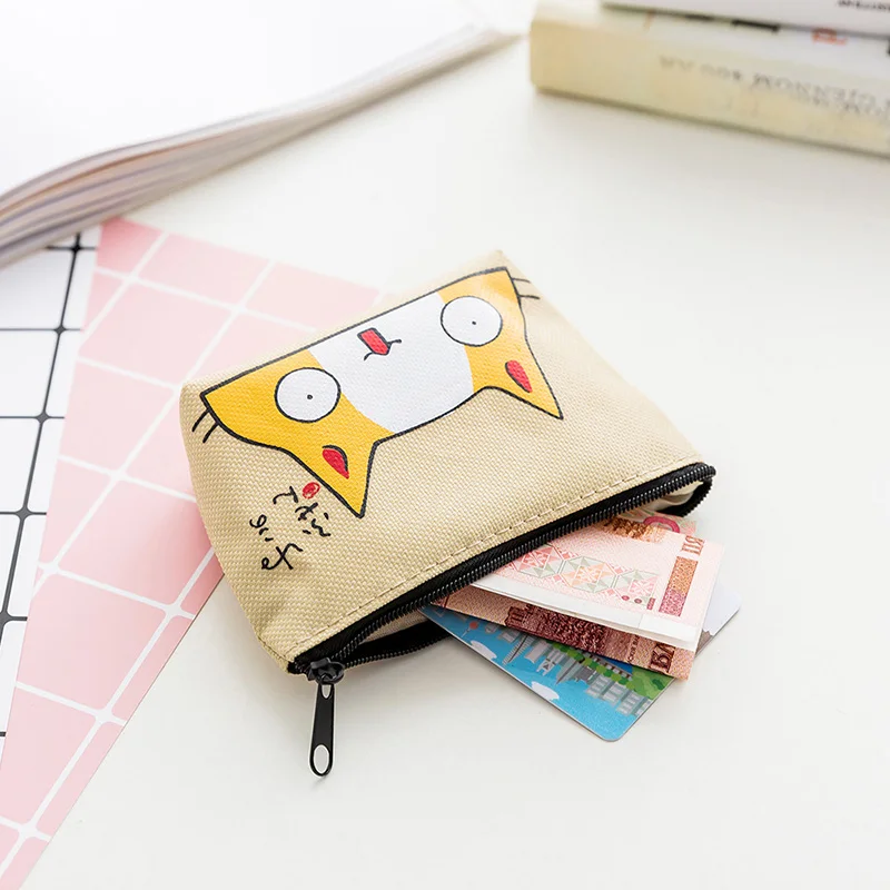

Korean Kawai Colored Cat Oxford Cloth Coin Bags Purse Money Wallet ID Credit Card Holder Keys Earphone Data Line Storage Bags