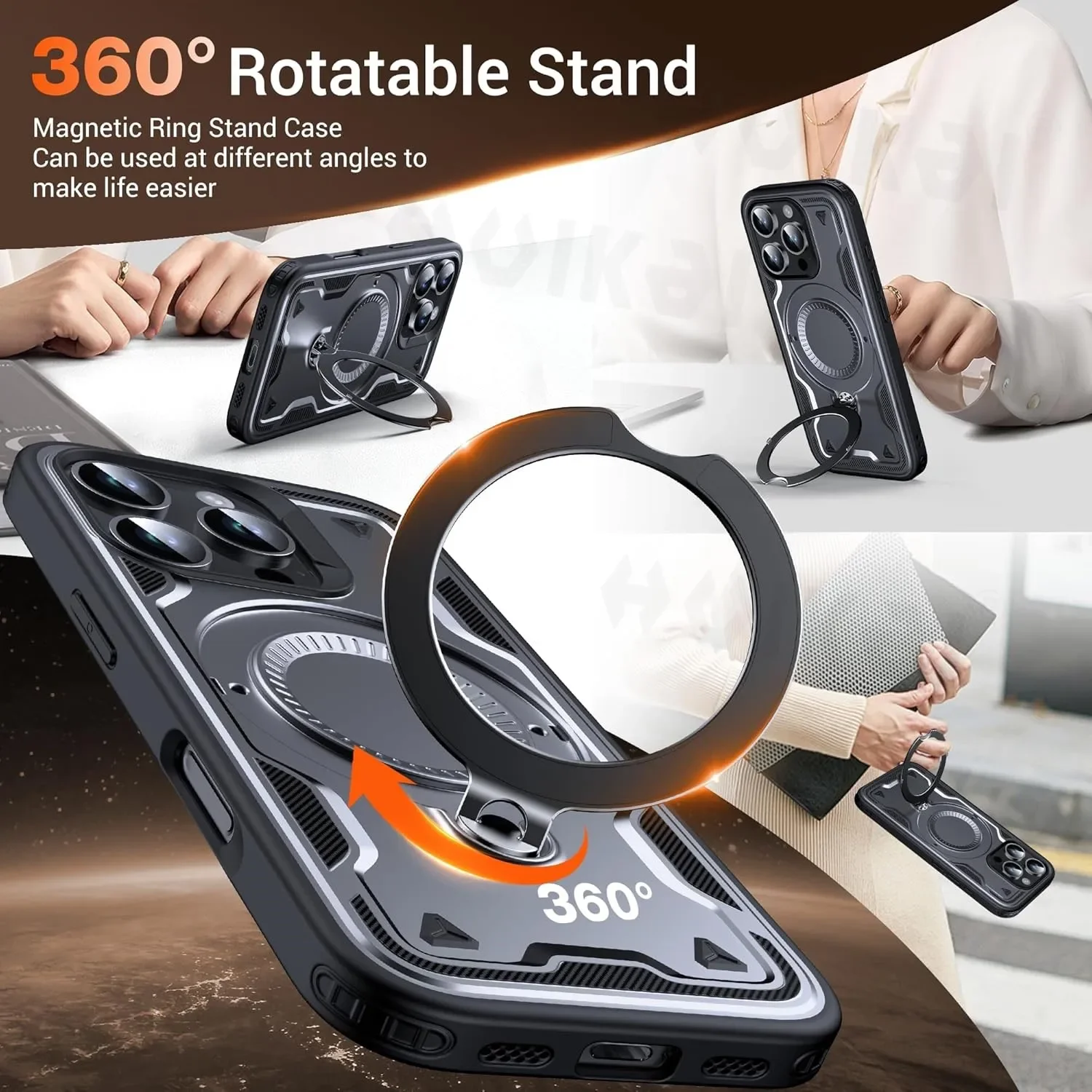 Magnetic Rotatable Stand Protection Case with Kickstand Cover and MagSafe Upgrade