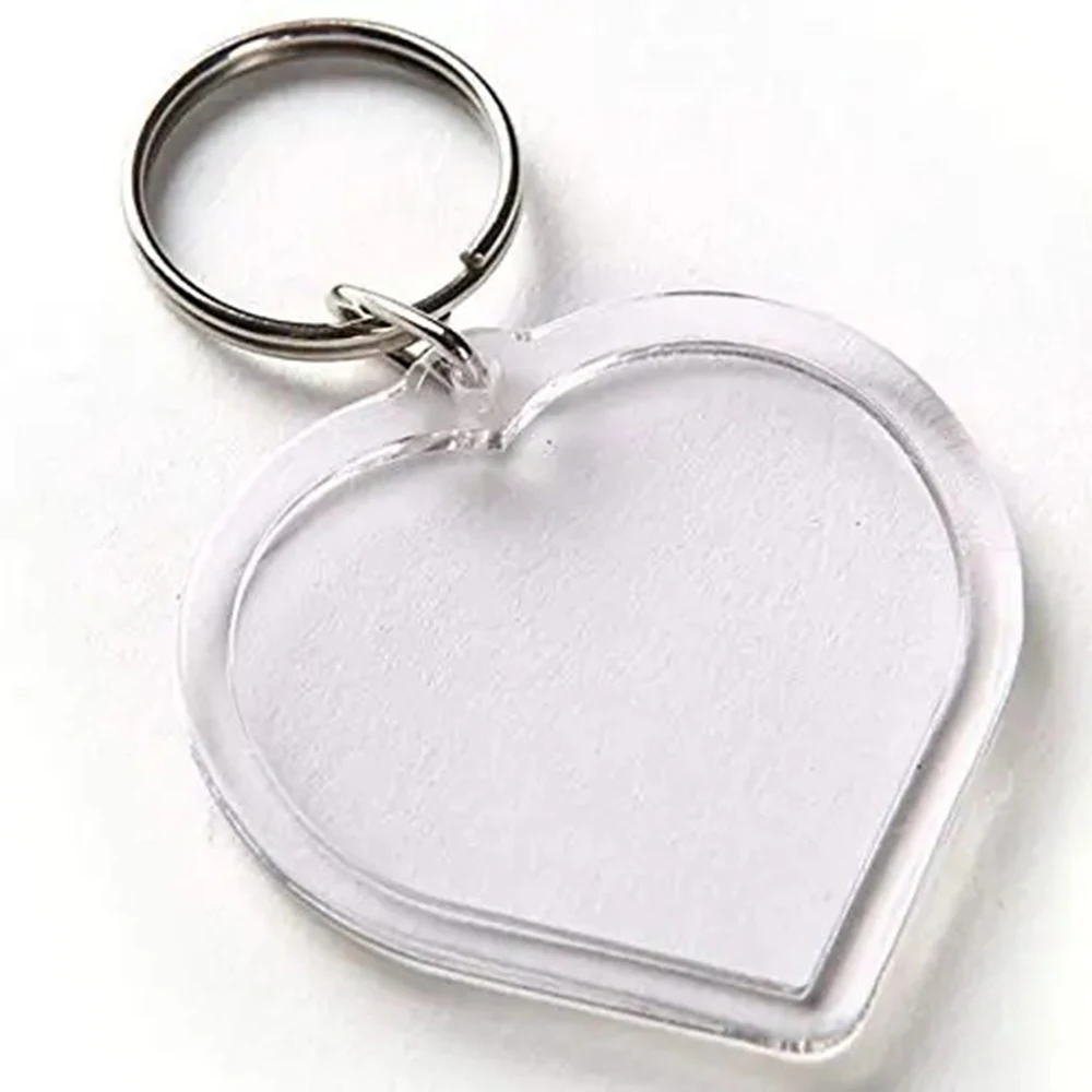 25 Portachiavi In Acrilico Trasparente A Forma Di Cuore - Con Inserti Per Foto Personalizzate, Fai Da Te, Per Regali Di Coppia E Famiglia - 2