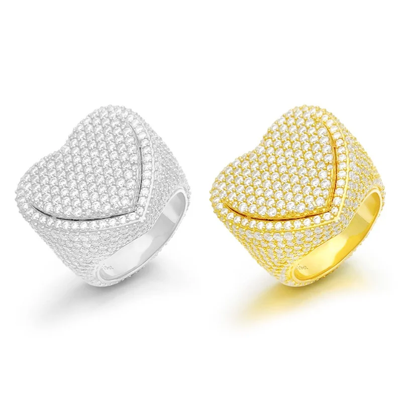 

BR1705 Lefei Fashion Luxury Trendy Classic White Moissanite Exquisite Design Heart Ring Unisex Men 925 Silver Party Jewelry Gift