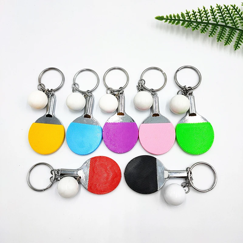 1PC 탁구 열쇠 고리 펜던트 시뮬레이션 미니 탁구 라켓 열쇠 고리 가방 펜던트 장식 기념품 선물