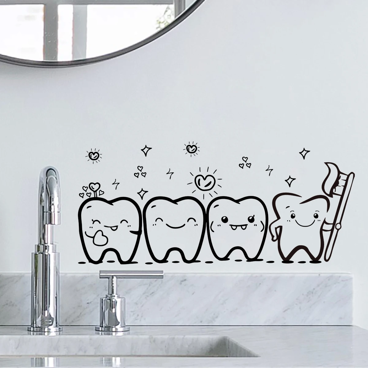 1PC Washstand Dental Wall Stickers Dental Clinic Oral Display Window Decoration Living Room Bedroom Wall Stickers