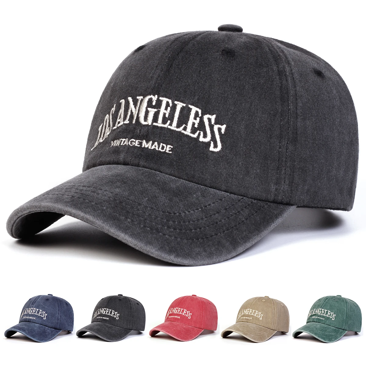 Unisex LOS ANGELESS Stickerei Wash Baseball Caps Verstellbare Freizeithüte Frühling und Herbst Outdoor Sonnenschutzhut – Detail 1