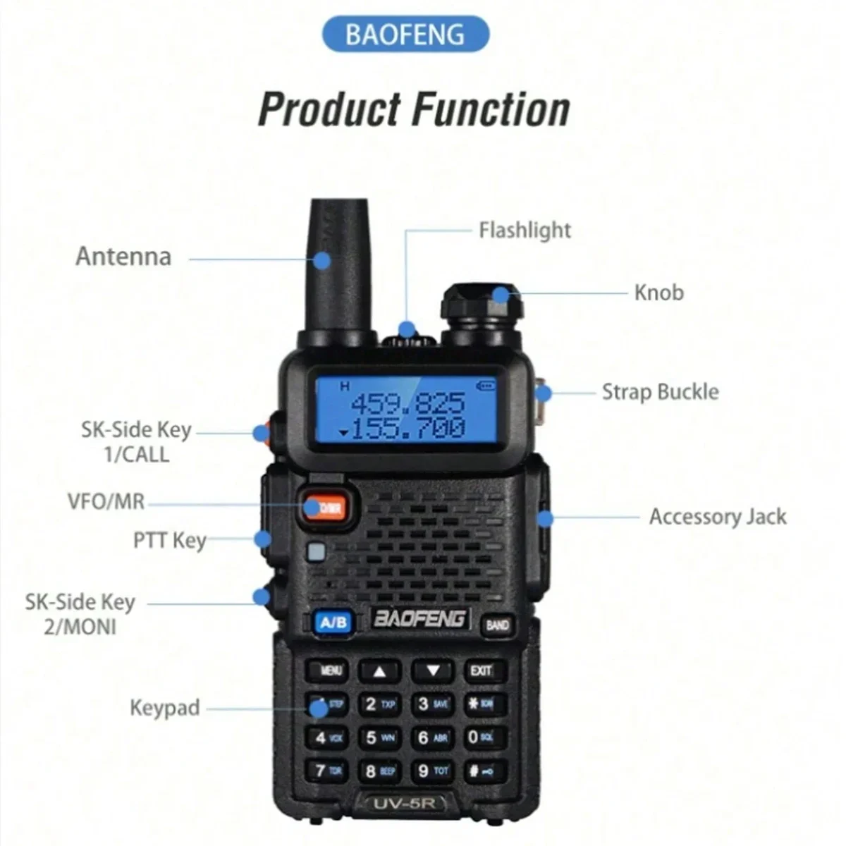 1PC/2PCS Baofeng UV-5R USB Long Range Ham Amateur With FM Radio Long Range Portable Two Way Radio Baofeng CB Radio Walkie Tal 2