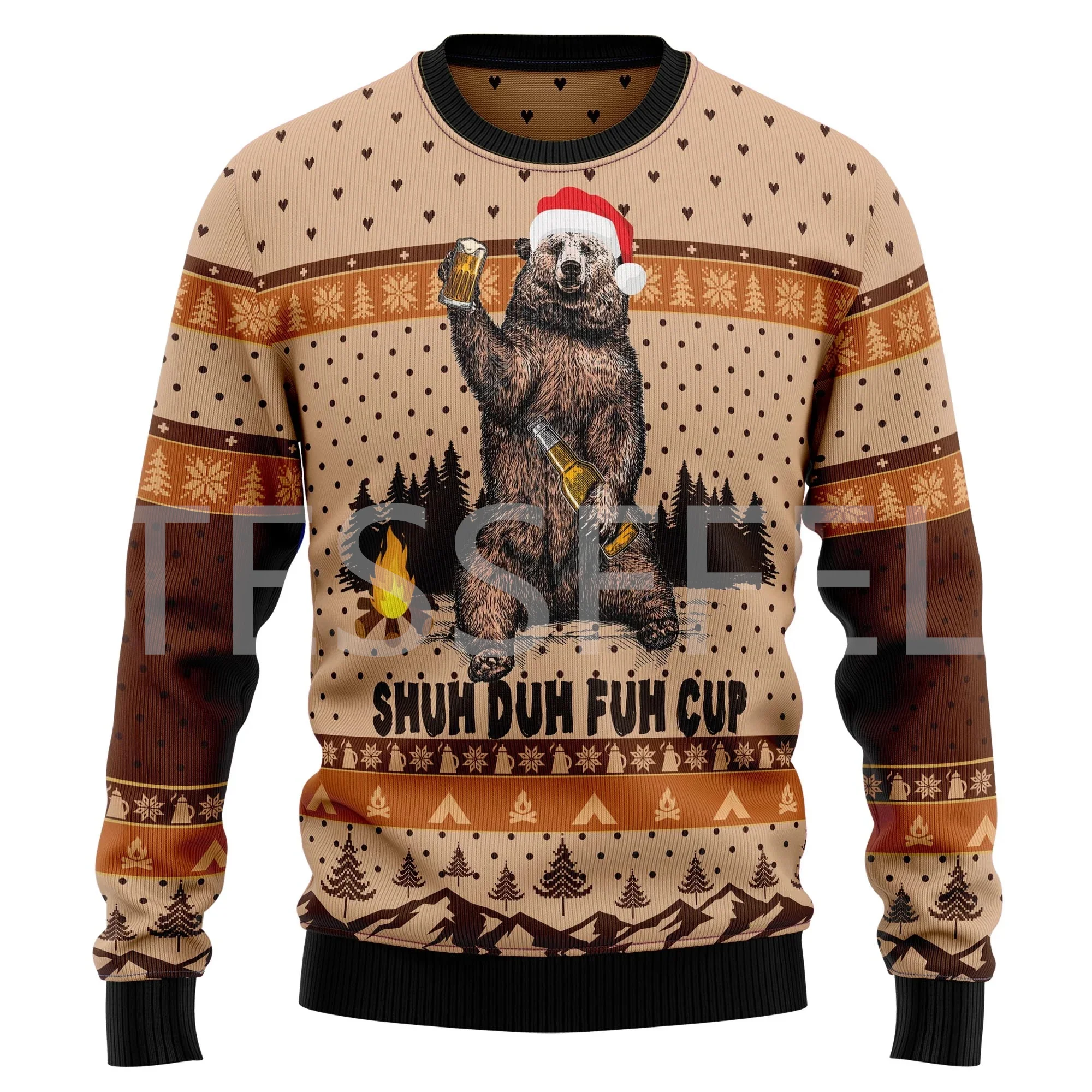 thumbnail image 1 of Suéter feo navideño con dibujo de perro, gato, Papá Noel, tatuaje retro, mangas largas, estampado 3D, otoño e invierno, jersey informal Harajuku X14, 1 of 4
