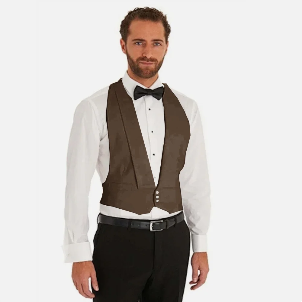 Men Vest Sexy Deep V Lightweight 3 Button White Cotton Short Style Pique Openback Spring Gentleman Groom Tuxedos Waistcoat 여름조끼 4