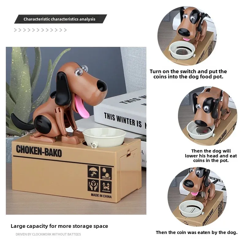 Money Eating Dog Piggy Bank Wealth Obsessed Thieving Dog Money Saving Box Toy from Mainland China AE Stock Non Brand