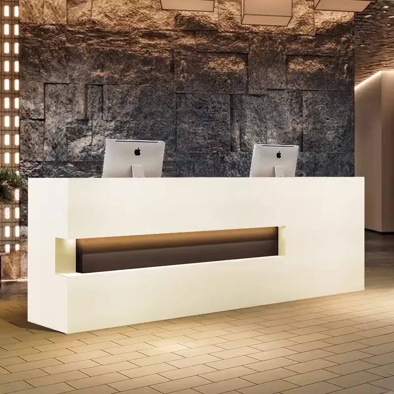 White Reception Checkout Counter Cashier Executive Nail Front Modern Counter Luxurious Salon Mostrador Oficina Shop Furniture executive luxury counter desk reception nail office front modern desk hotel checkout mostrador recepcion commercial furniture