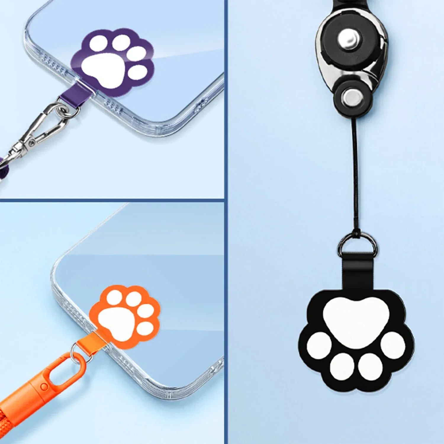 TPU Detachable Phone Anti-lost Lanyard Strap Card Universal Tether Tab Loop Hole Hanging Strap Patches Cord Clip Cute Gasket