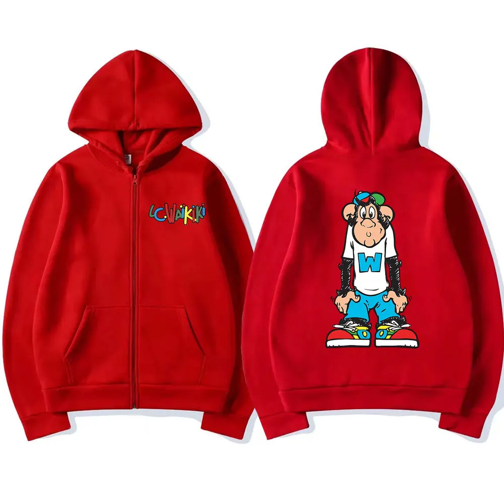 Solemn Lc Waikiki Monkey Graphic Zipper Hoodie Male Fashion Oversized Sweatshirt Men Women's Casual Fleece Cotton Zip Up Jacket