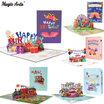 Happy Birthday Card for Girl Kids Wife Husband 3d Birthday Cake Pop-Up Greeting Cards Postcards Gifts with Envelope