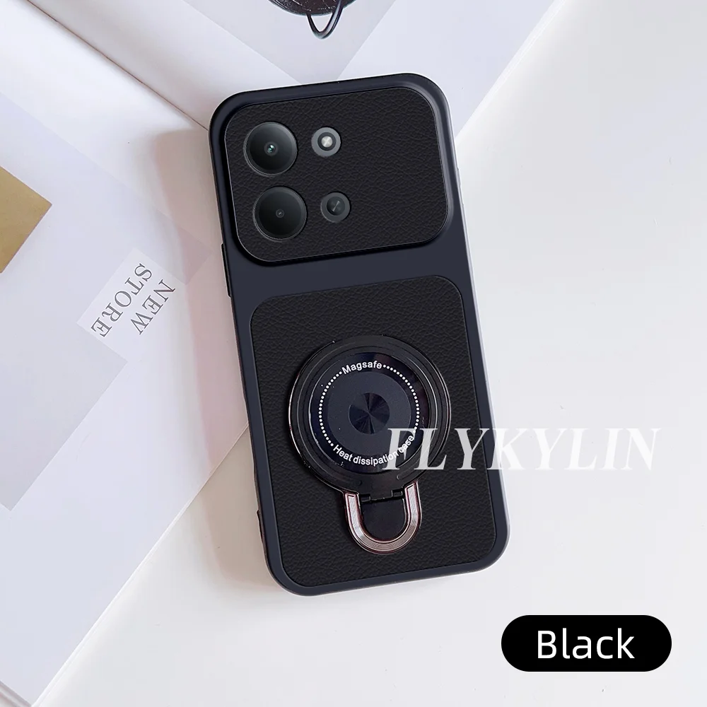 Anti-Drop Protective Shell with Lychee Leather Surface and Ultra-Thin Bracket