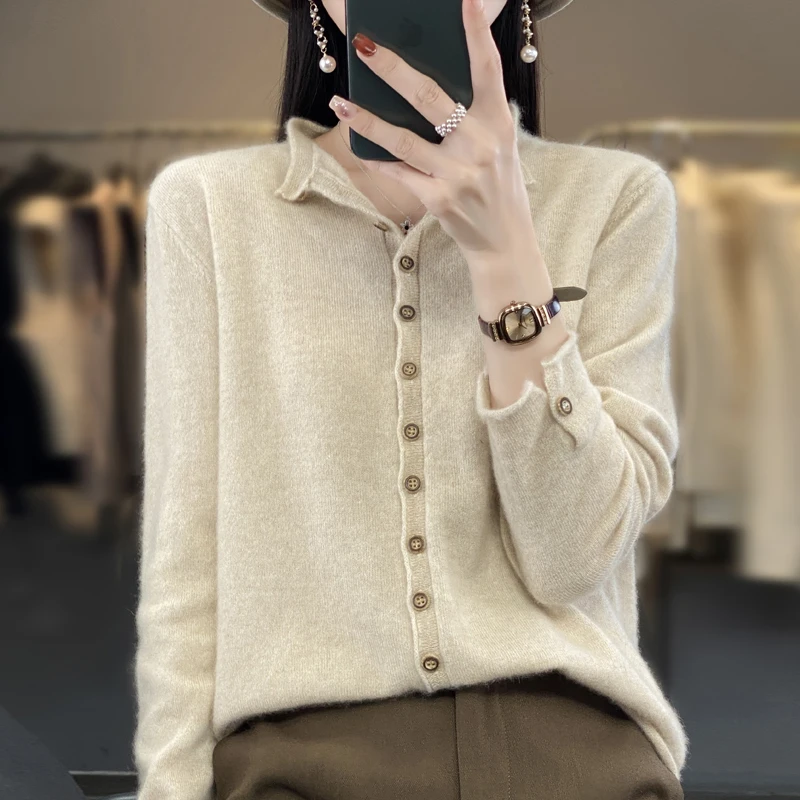 Women Winter Pure Color O-Neck Knitted 100%Cotton Sweater