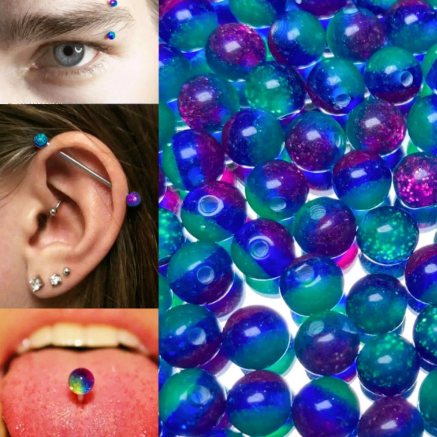 30/50/100pcs Random Color Mixing Acrylic Replacement Ball 3mm-8mm Tongue Barbell Ear Belly Eyebrow Piercing Ball Body Jewelry