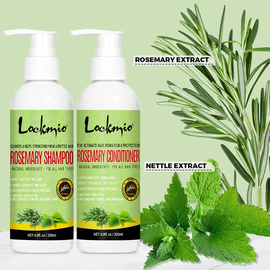 LOCKMIO 200ml Shampoo and Conditioner with Rosemary Mint Hair Care Products Kit For Stronger and Healthier Hair hair care products