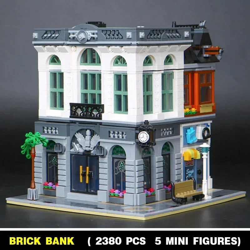 15001 Brick Bank Model Building Blocks Toy Compatible 10251 Educational Birthday Festival Boy Gifts building block toys,educational toy,building toy set