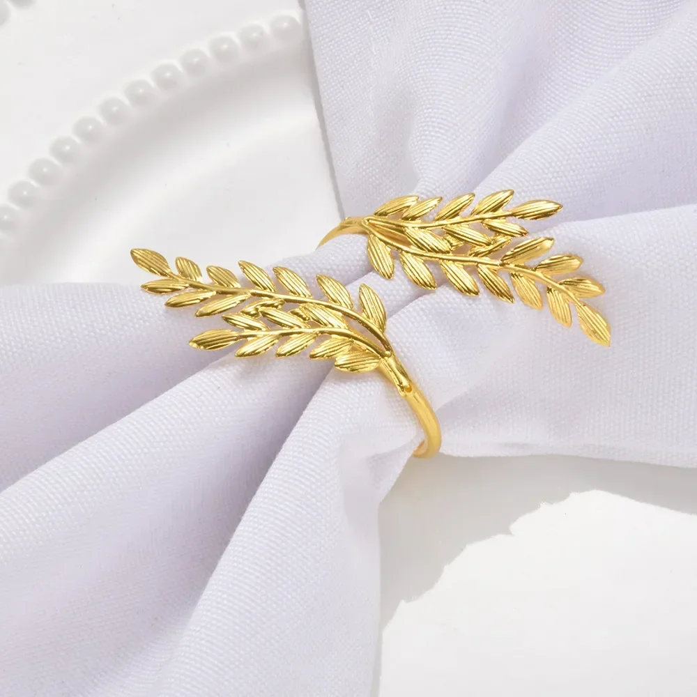 1/6/12Pcs Gold Leaf Napkin Rings Fall Napkin Holder for Christmas Thanksgiving Wedding Dinnig Table Decoration