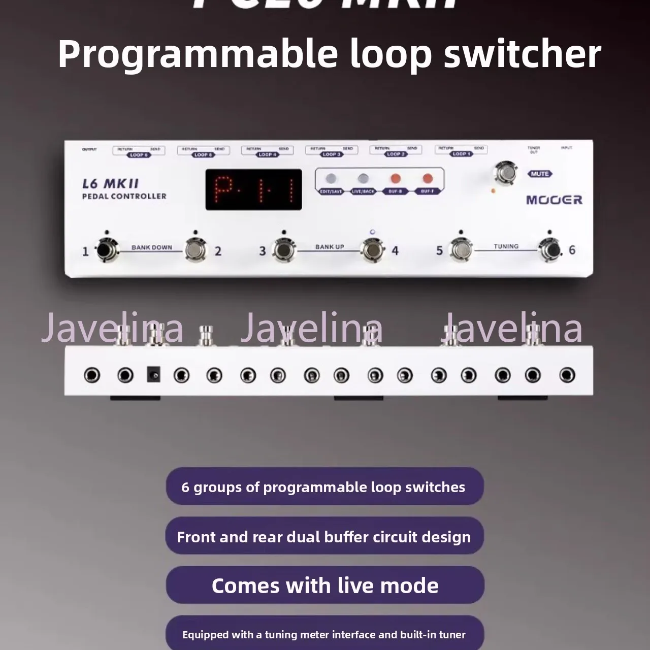MOOER PCL6 MKII 6그룹 프로그래밍 가능 루프 스위칭 내장 튜너 결합형 싱글 이펙트 디바이스