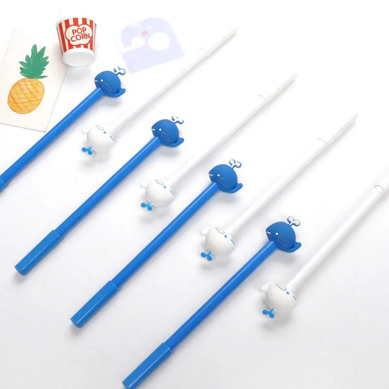 4 Creative Fountain Pens, Soft Glue Whale Gel Pens, Cute And Cute Cartoon Black 0.5 Student Office Signature Pens 3