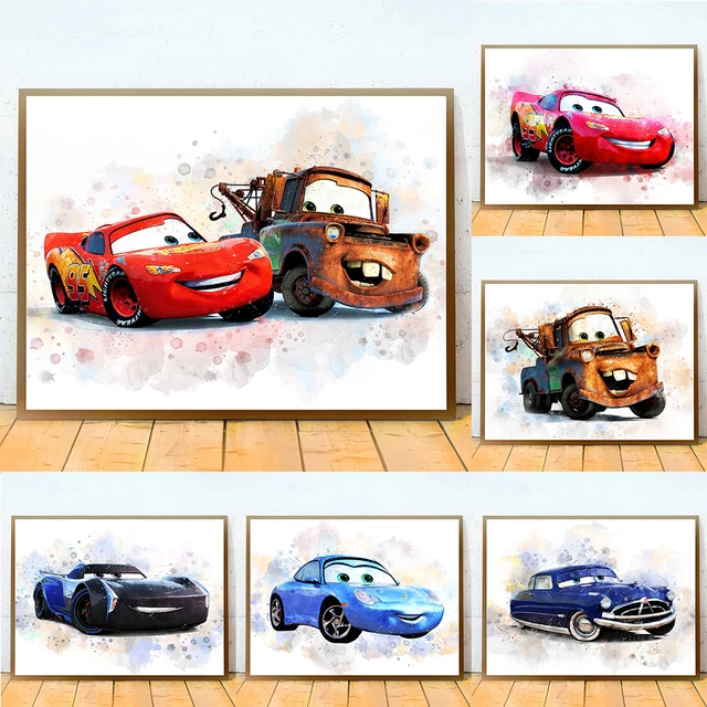 Disney desenhos animados anime carros aquarela pintura em tela