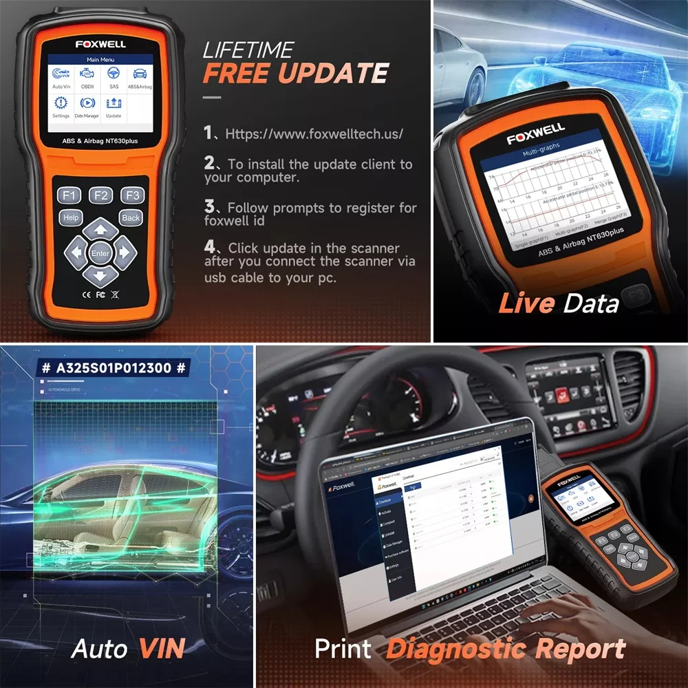 Foxwell NT530 OBD2 テスター診断スキャナー ポルシェ NT530 OBD2