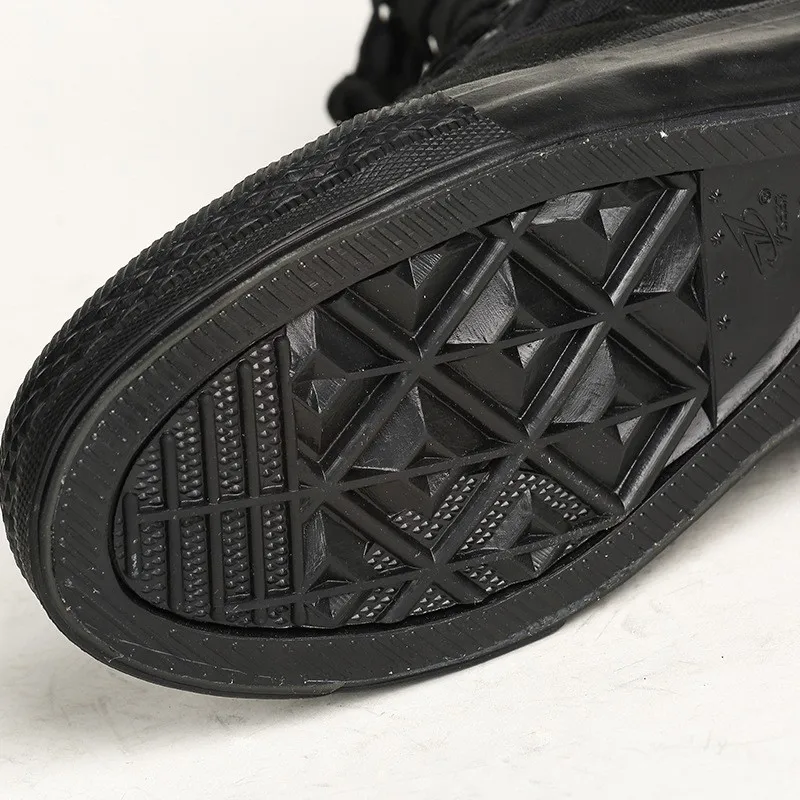 New High top Canvas Shoes  Espadrilles Zapatos Chaussure Homme Men all black Casual sneaker Flat  canvas Shoes Big Size 37-46 5