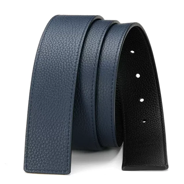 Double-Sided Luxury 4.0cm Wide Lychee Leather Belt with Extra Strap 2