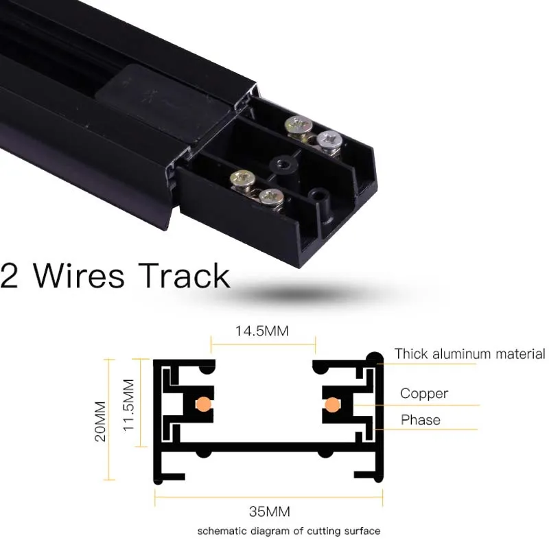 Track Light Rail Set 2 Wire Lighting Fixture 0.5M 1M Spot Led Track Lamp for Living Room Straight/L Shape Connectors Ceiling Box 4