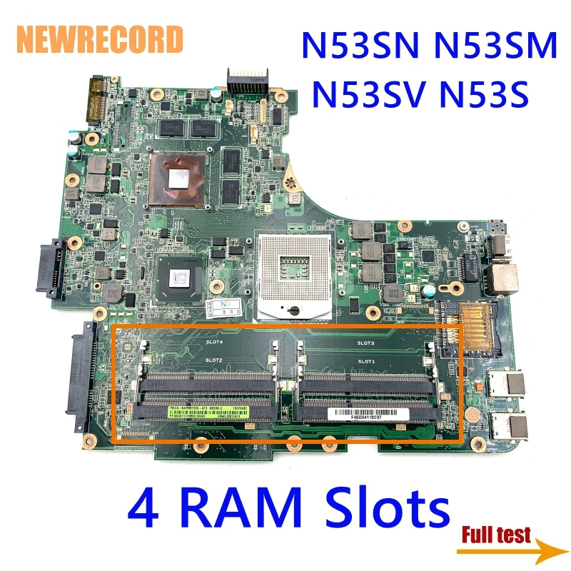 For ASUS N53SN N53SM N53SV 60-N4PMB1300-A16 60-N1QMB1300-C11  60-N1QMB1900-D14 Rev 2.1/2.2/2.0 4 RAM Slots Motherboard
