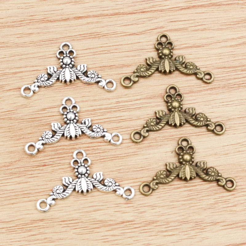 30pcs 26x15mm Antike Silber Überzogene Bronze Überzogene Blume Stil Stecker Handgemachte Charme Anhänger: DIY für armband halskette