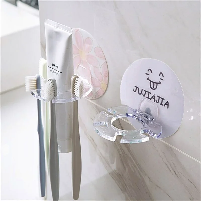 Toothbrush Holder Plastic Toothbrush Holder Toothpaste Storage Rack Toothbrush Dispenser Holder Wall Bathroom Accessories