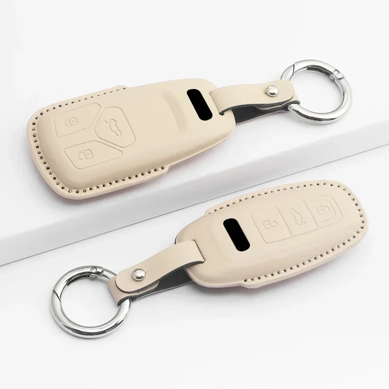 For Audi Car Key Case Cover Shell Protection A6 A4 A5 A7 A8 C8 Q8 8S 8W Q7 B9 4M S5 S4 S7 D5 TT TTS TFSI TU Leather Accessory