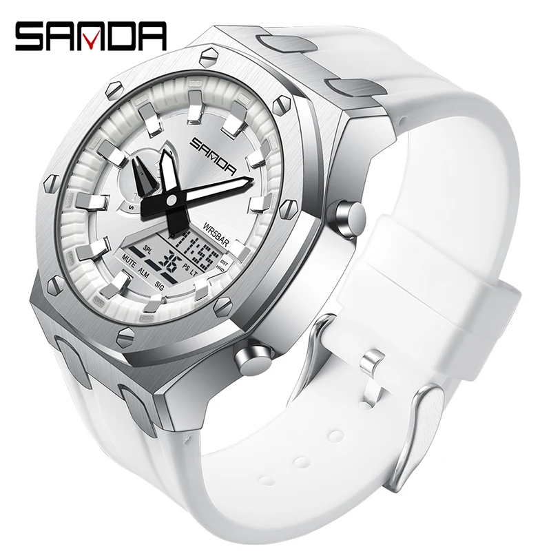 

SANDA Men's Watch Electron Multi-Function Fashion Trend Outdoor Sports LDE Digital Luminous Alarm Clock Waterproof Male Watches